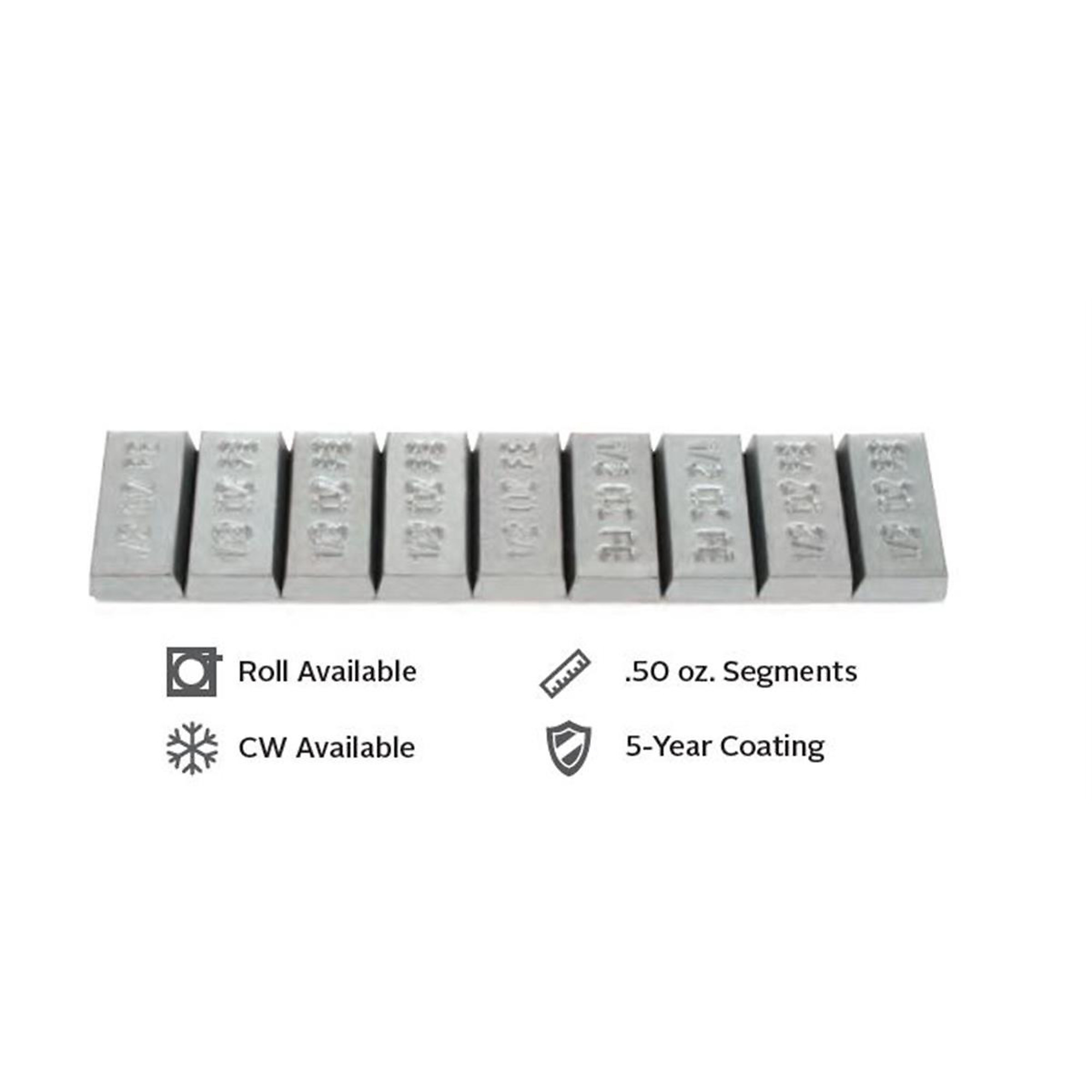 Wegmann Automotive Steel Wheel Weight — 0.50 Oz. Segments, 20 Lb. Box, 0.3125in. Height, 1in. Width, Model# PWW300360STR